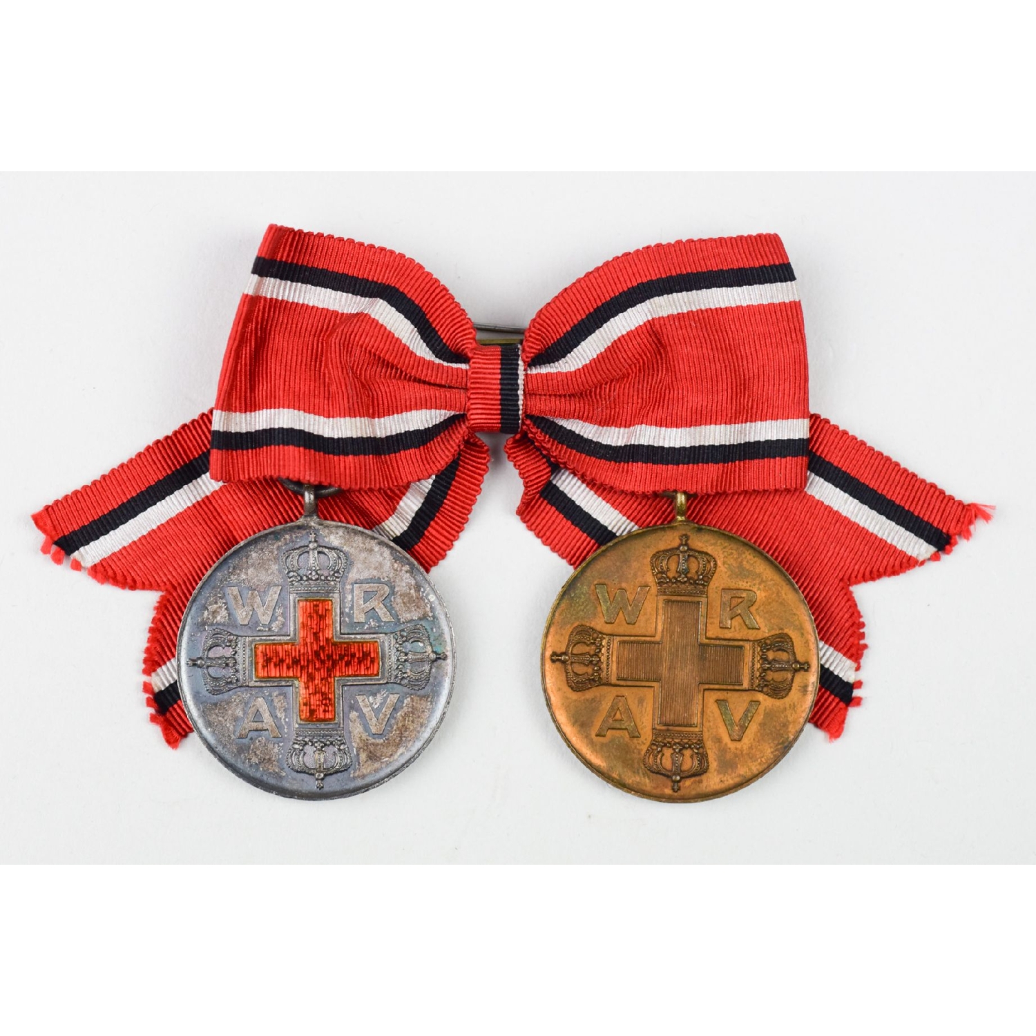 Preußen 2er Schleife Rote Kreuz Medaille 2. und 3.Klasse 1898