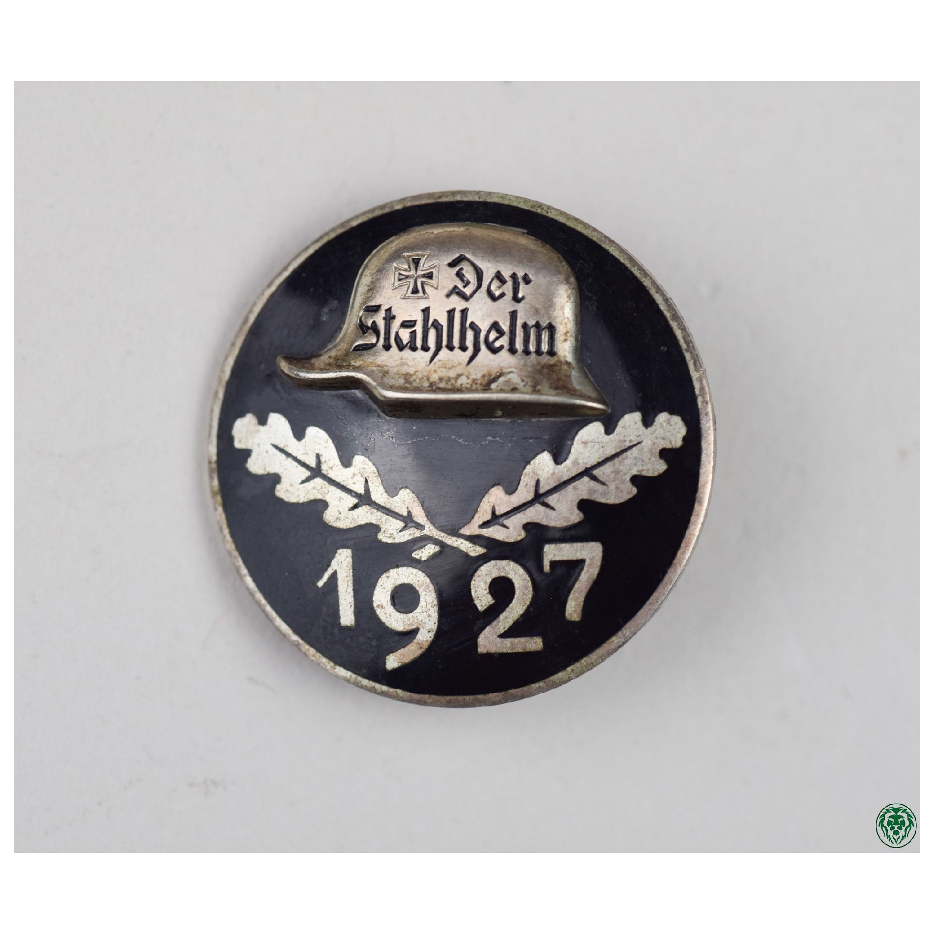 "Der Stahlhelm" Diensteintrittsabzeichen Stahlhelmbund 1927 mit Trägernummer