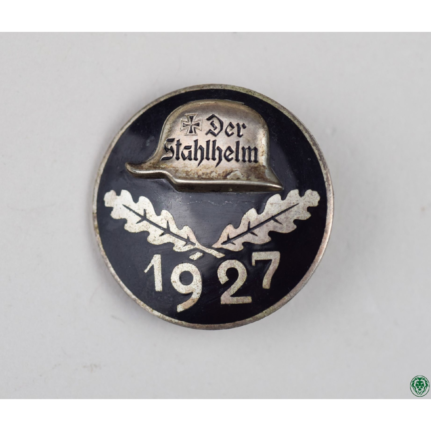 "Der Stahlhelm" Diensteintrittsabzeichen Stahlhelmbund 1927 mit Trägernummer