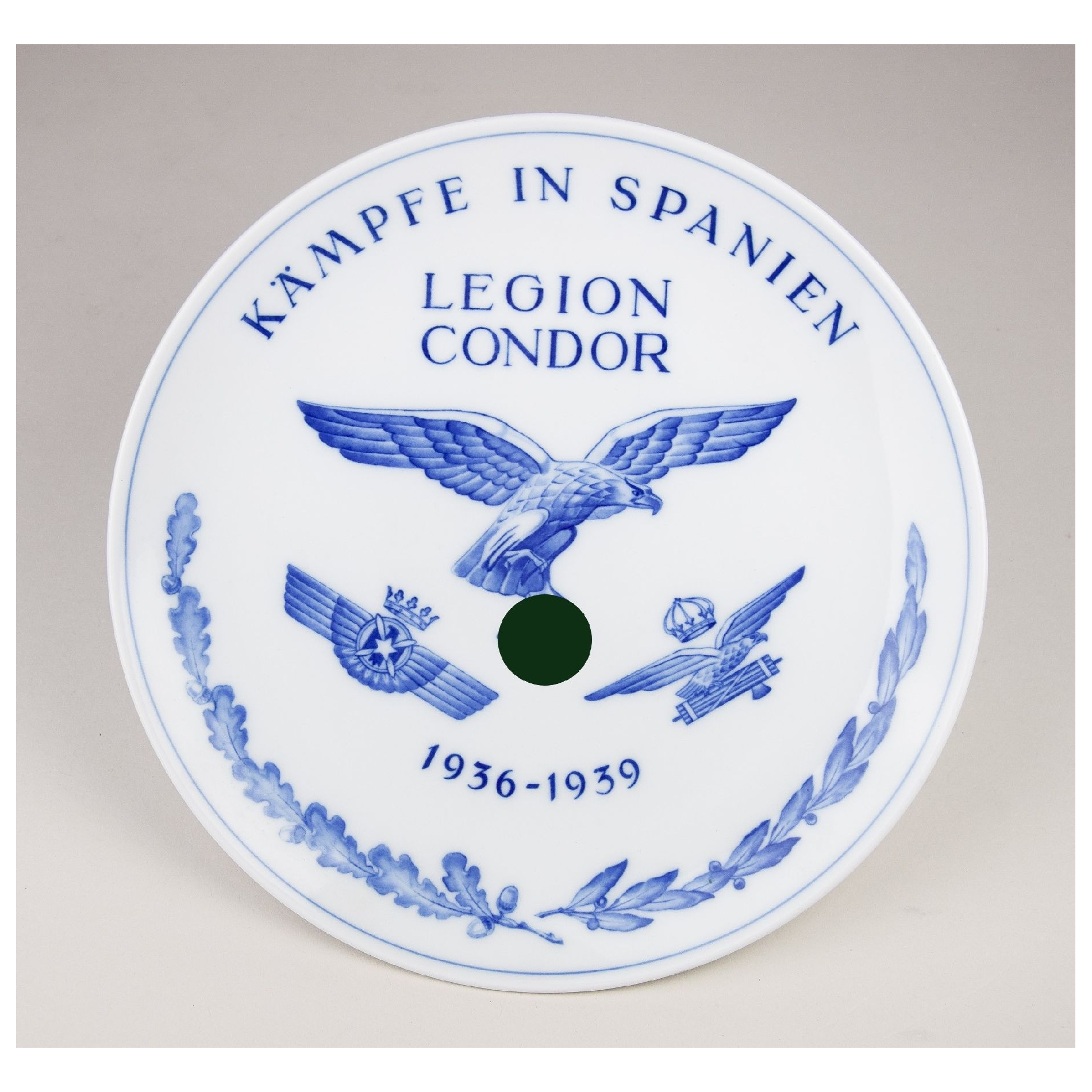 Legion Condor Erinnerungsteller von Meissen "Kämpfe in Spanien" 1.Wahl