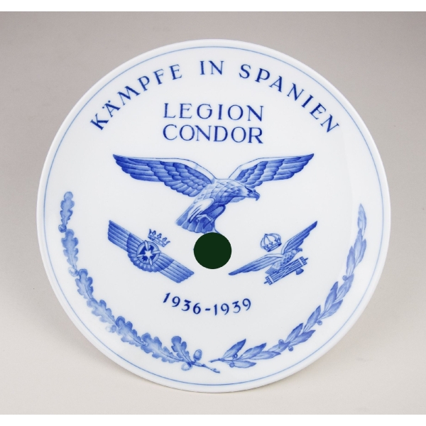 Legion Condor Erinnerungsteller von Meissen "Kämpfe in Spanien" 1.Wahl