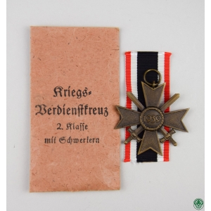 Kriegsverdienstkreuz 2.Klasse mit Schwertern in der Verleihungstüte