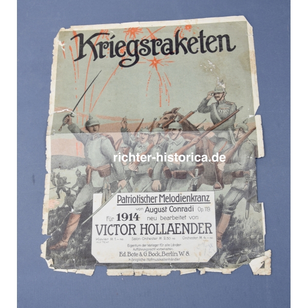 "Kriegsraketen" Patriotischer Melodienkranz von Victor Hollaender 1914