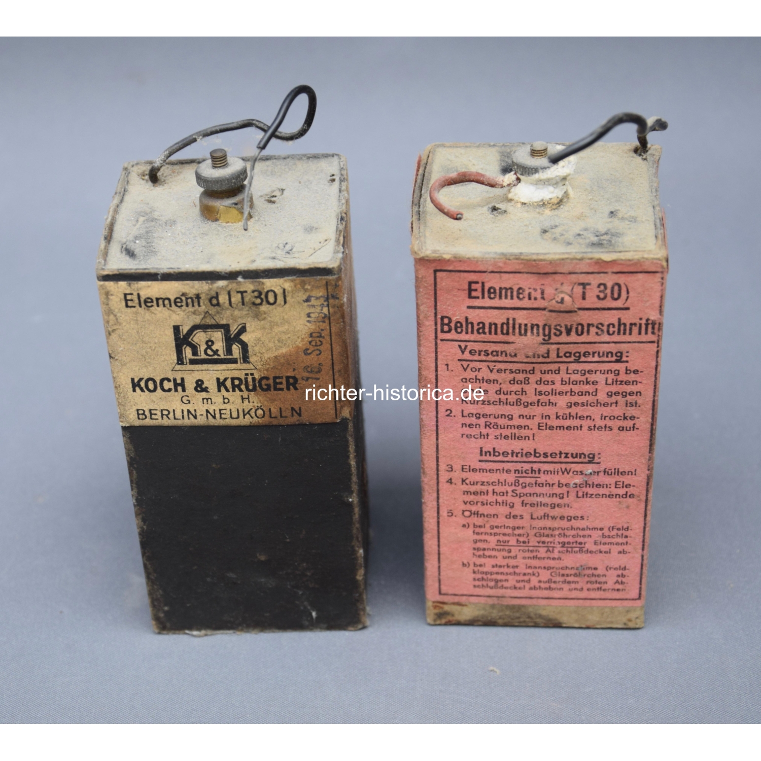 2x Trockenbatterien der Wehrmacht Element d (T30)