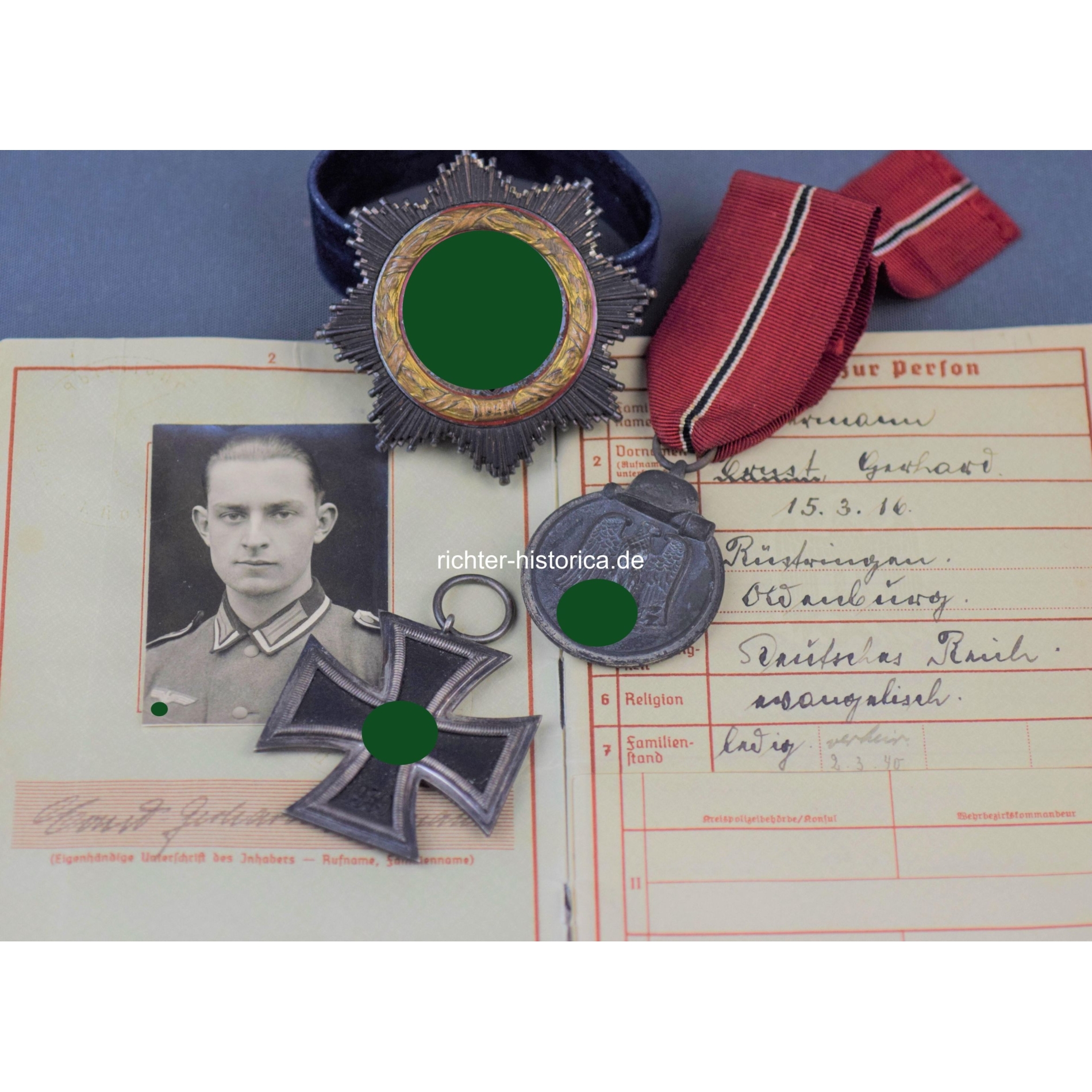 Nachlass Pz. Rgt. Nr.11 Ernst Gerhard Walter Ostermann Deutsches Kreuz in Gold!