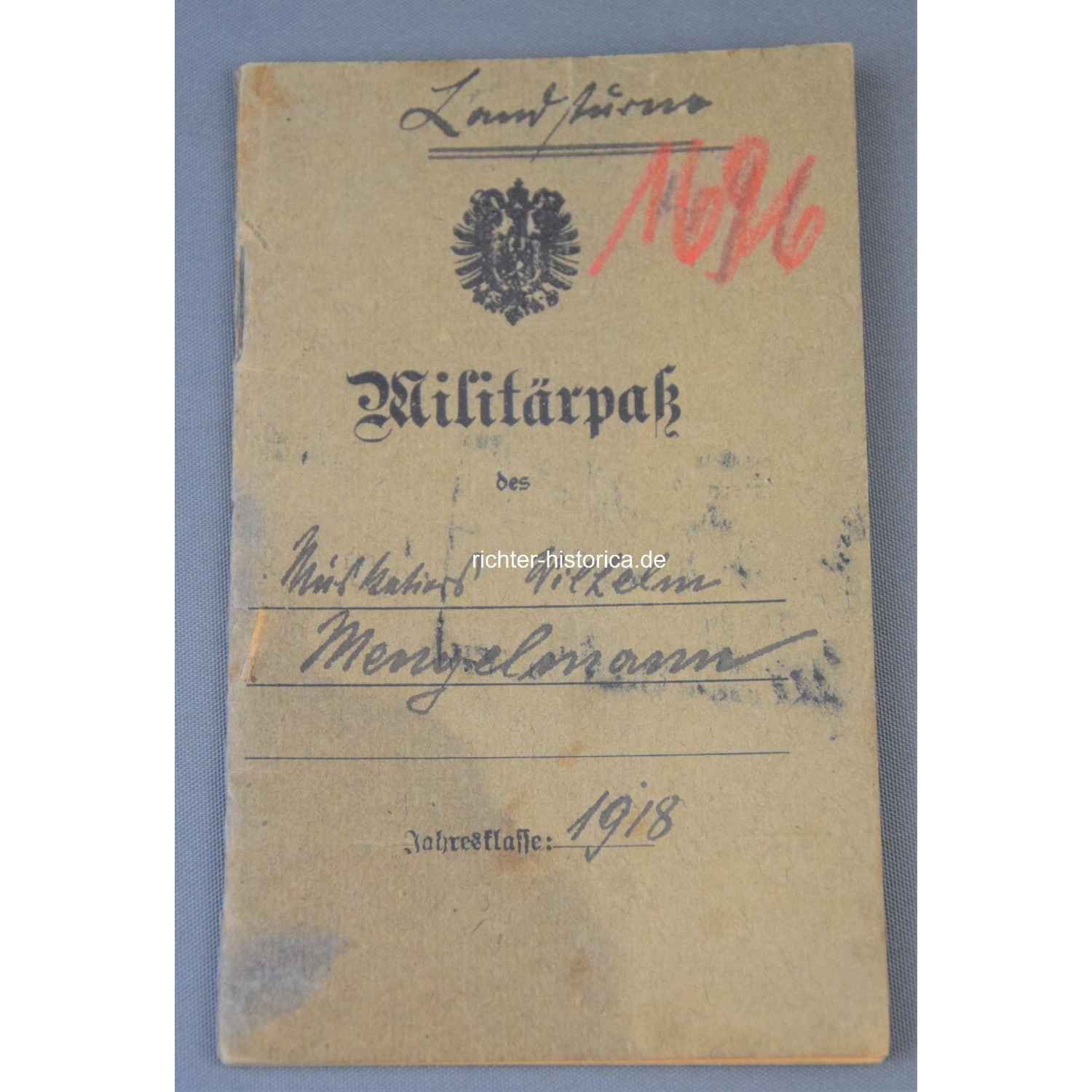 1.Weltkrieg Militärpass 2.Ersatz-Bataillion 2. Ober. I.Rgt. Nr.171