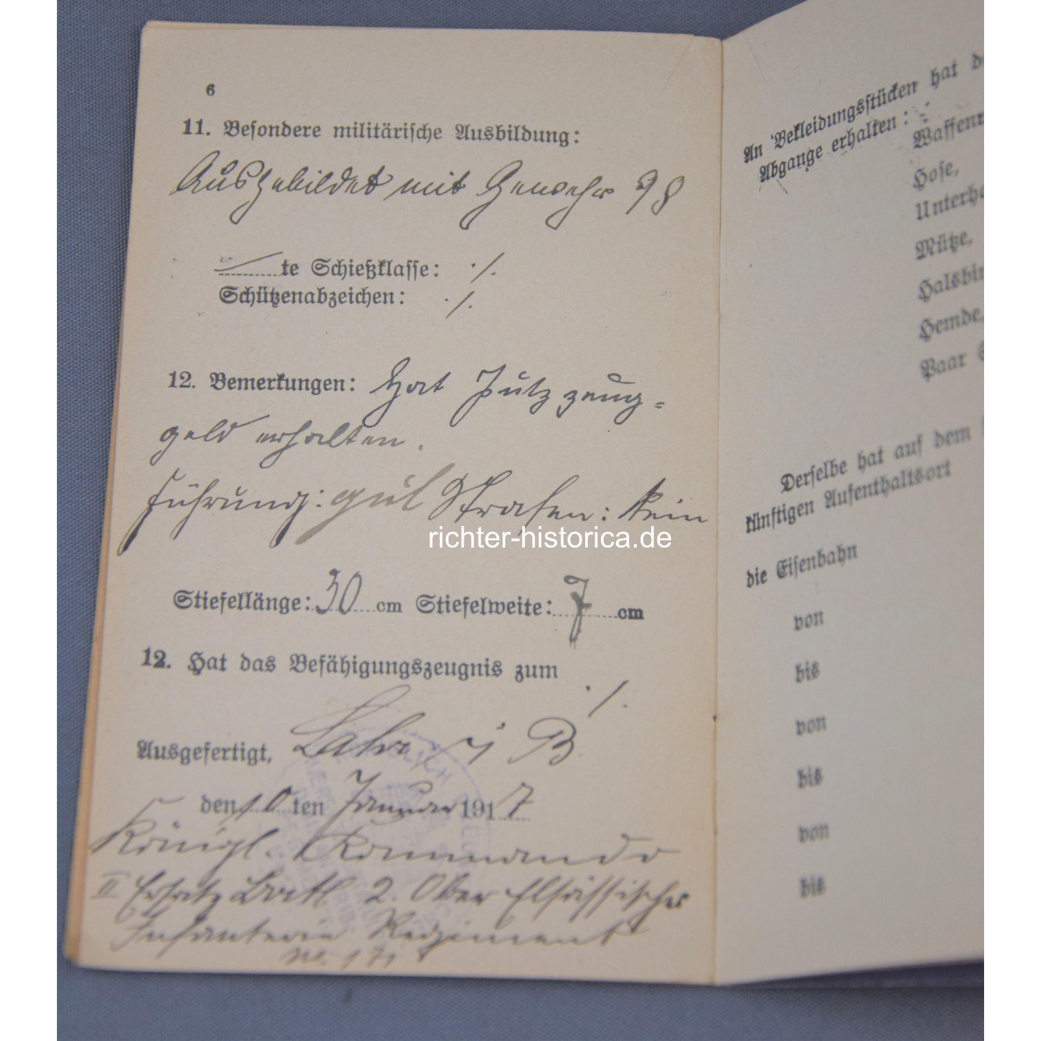 1.Weltkrieg Militärpass 2.Ersatz-Bataillion 2. Ober. I.Rgt. Nr.171