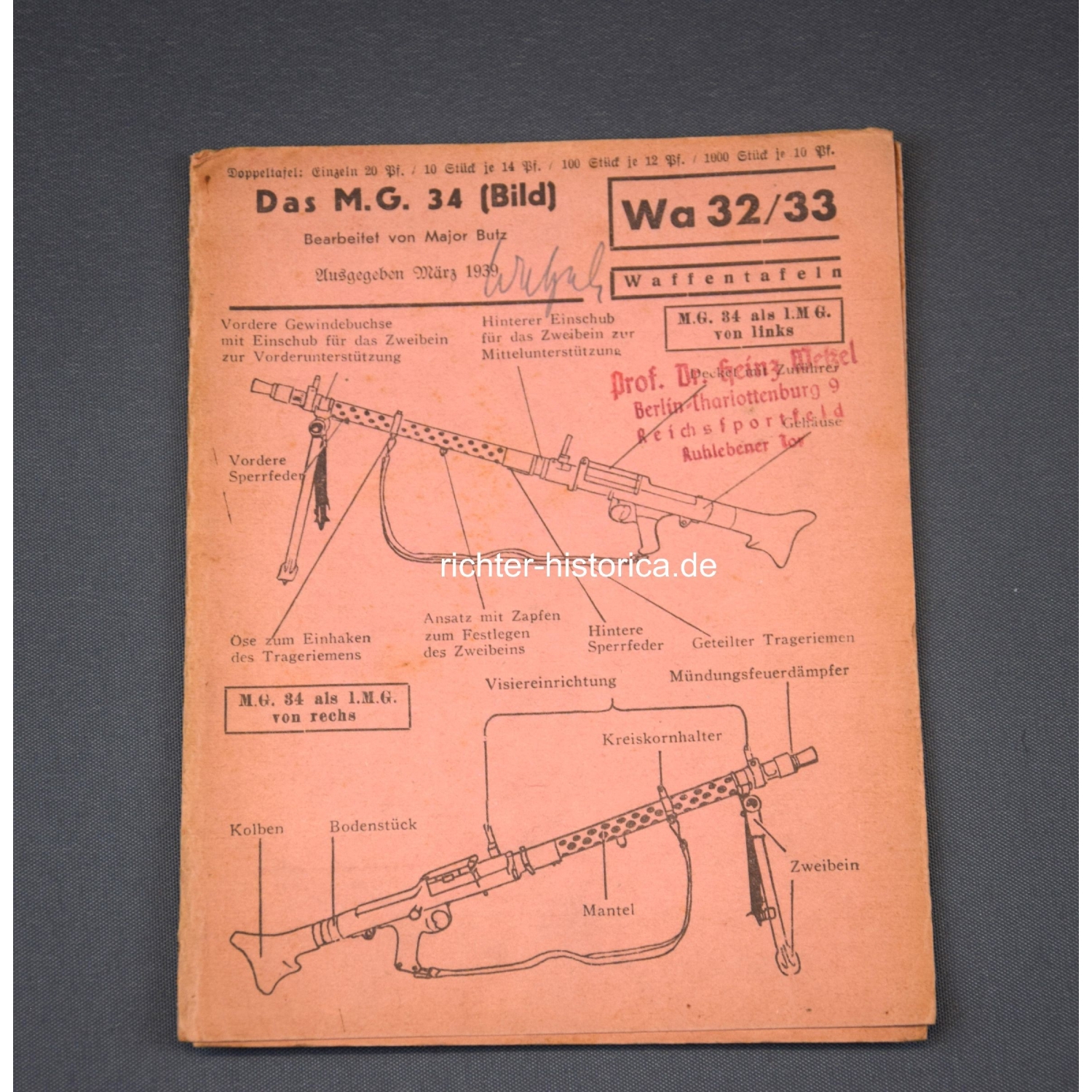 Waffentafel "Das M.G.34 Wa32/33"