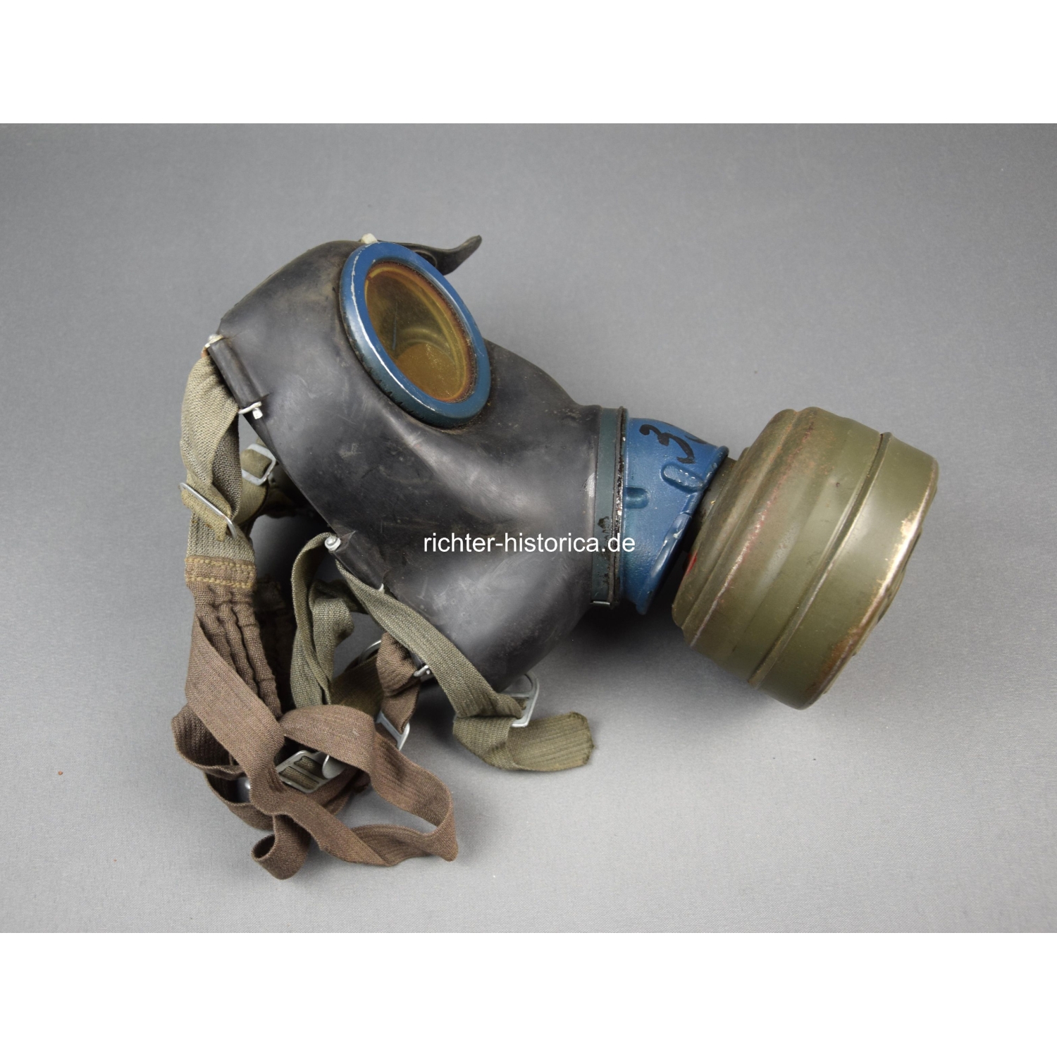 Wehrmacht Gasmaske GM38 mit Filter FE41 fec blau