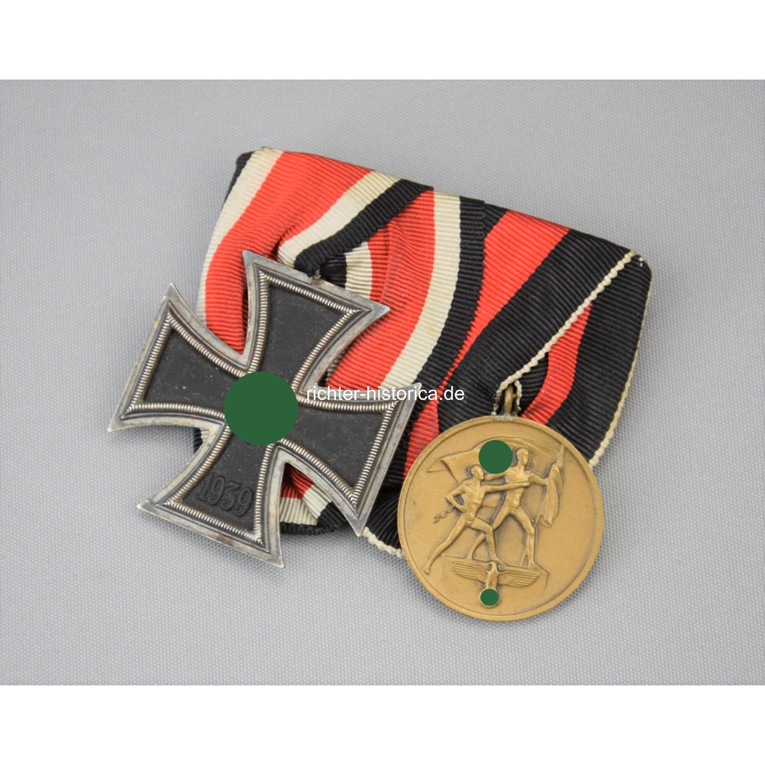 2er Ordensspange EK2 1939 mit Sudetenland Medaille, selten!