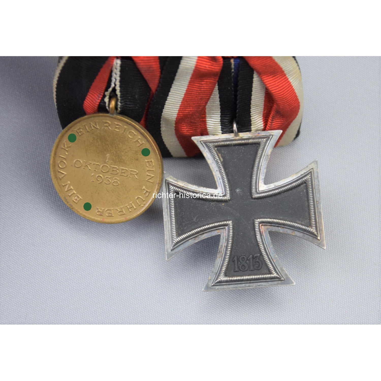 2er Ordensspange EK2 1939 mit Sudetenland Medaille, selten!