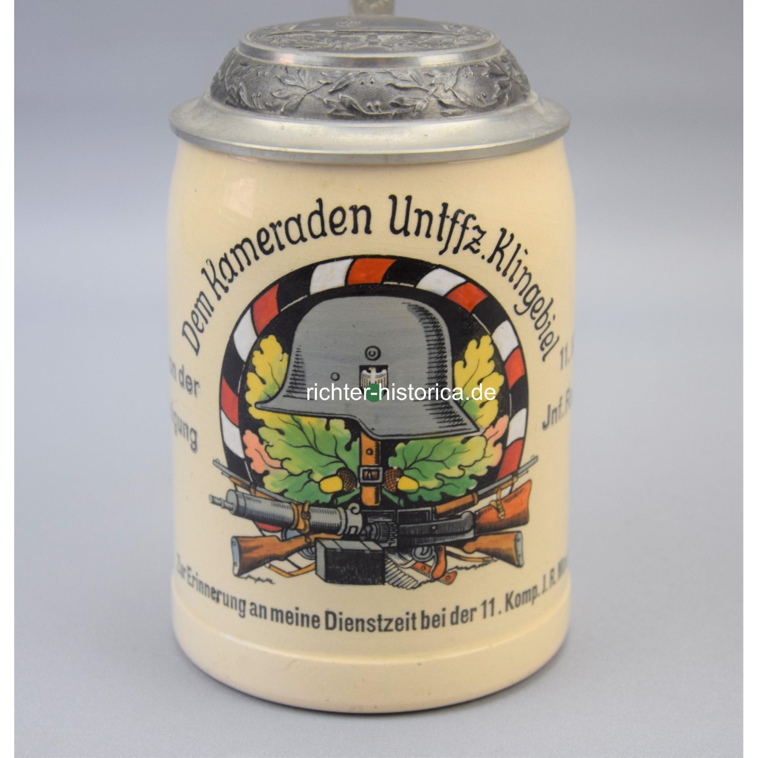 3.Reich Bierkrug "Dem Kameraden Untffz. Klingenbiel" 11.Kompanie Inf. Regt. Münster