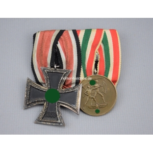 2er Ordensspange Eiserne Kreuz 2.Klasse 1939 mit Memelland-Medaille 