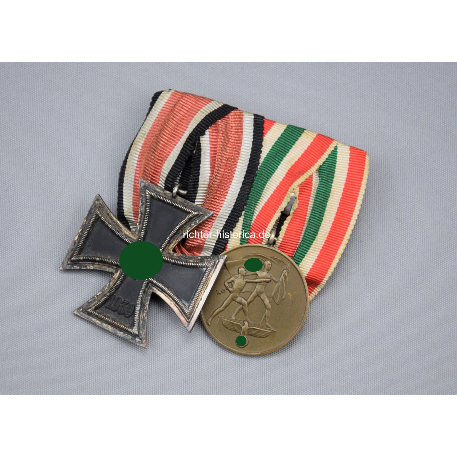 2er Ordensspange Eiserne Kreuz 2.Klasse 1939 mit Memelland-Medaille 