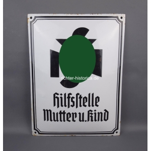 Emailleschild NSV "Hilfsstelle Mutter u. Kind"