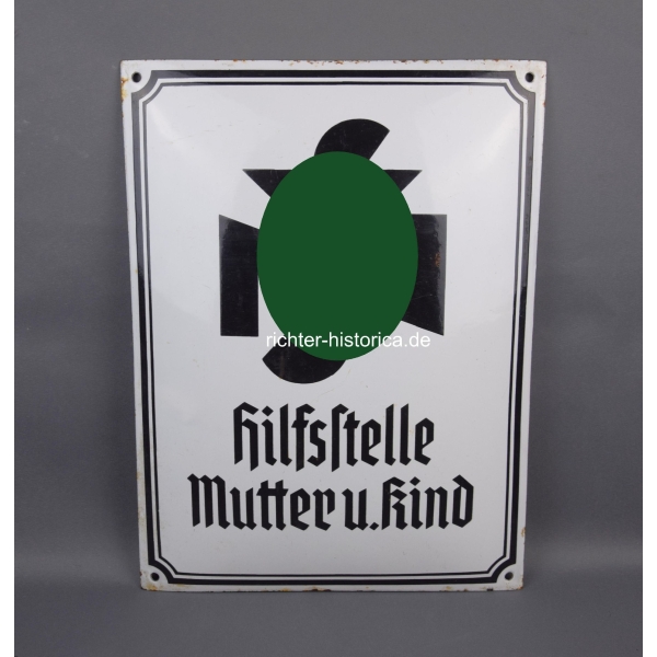 Emailleschild NSV "Hilfsstelle Mutter u. Kind"