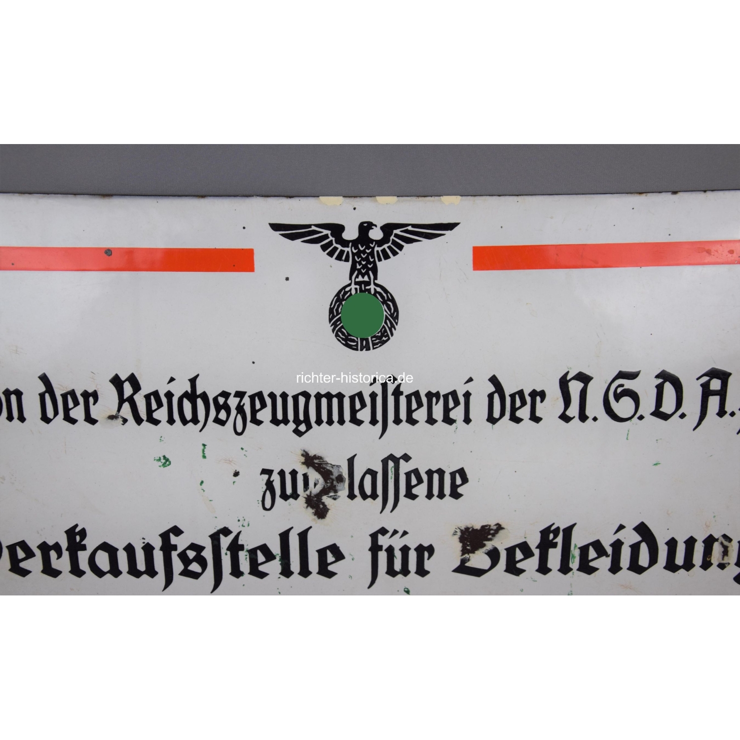 Reichszeugmeisterei  NSDAP Emailleschild "zugelassene Verkaufsstelle für Bekleidung Ausrüstung und Abzeichen"