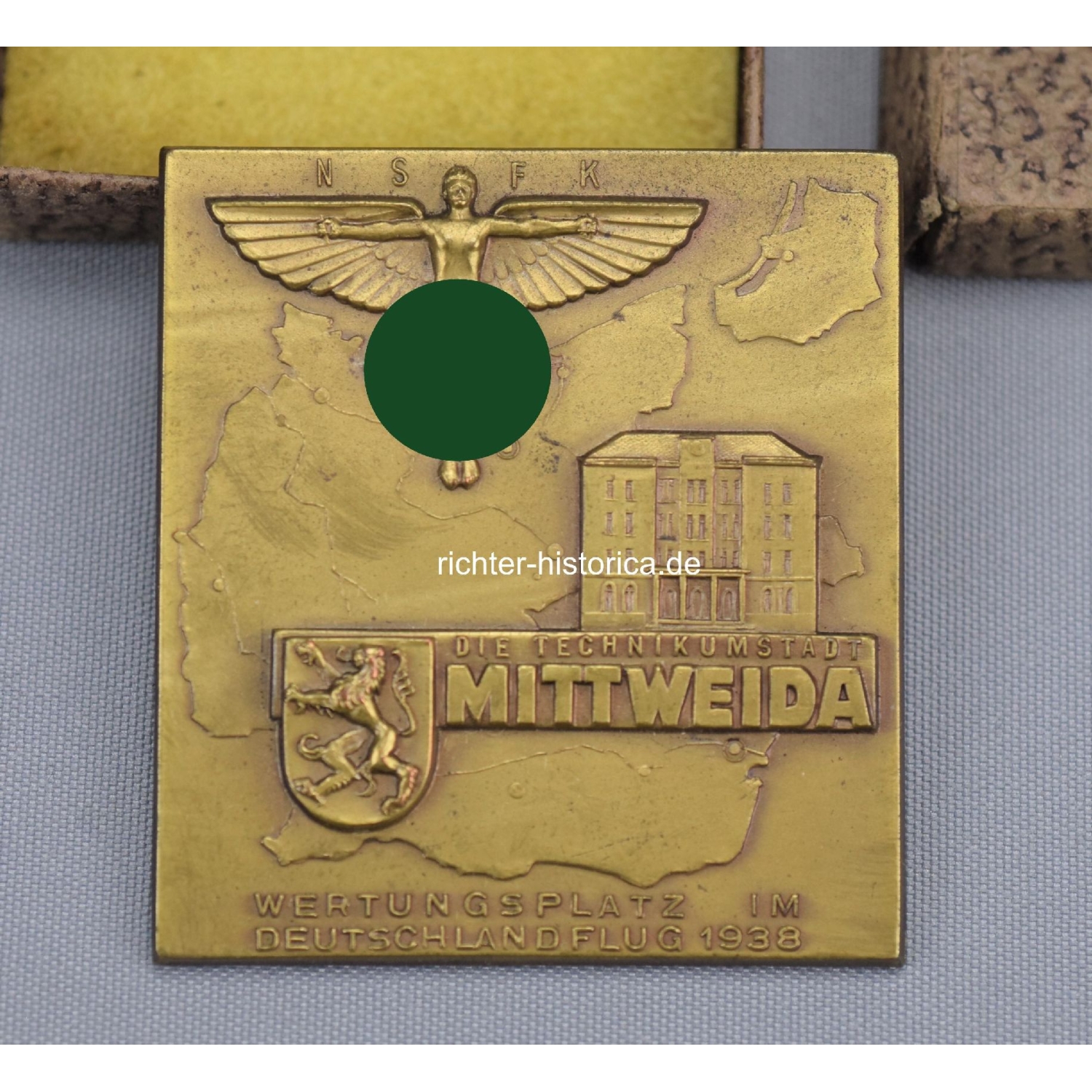 NSFK Plakette "Deutschlandflug 1938 Wertungsplatz Mittweida i. Sa."