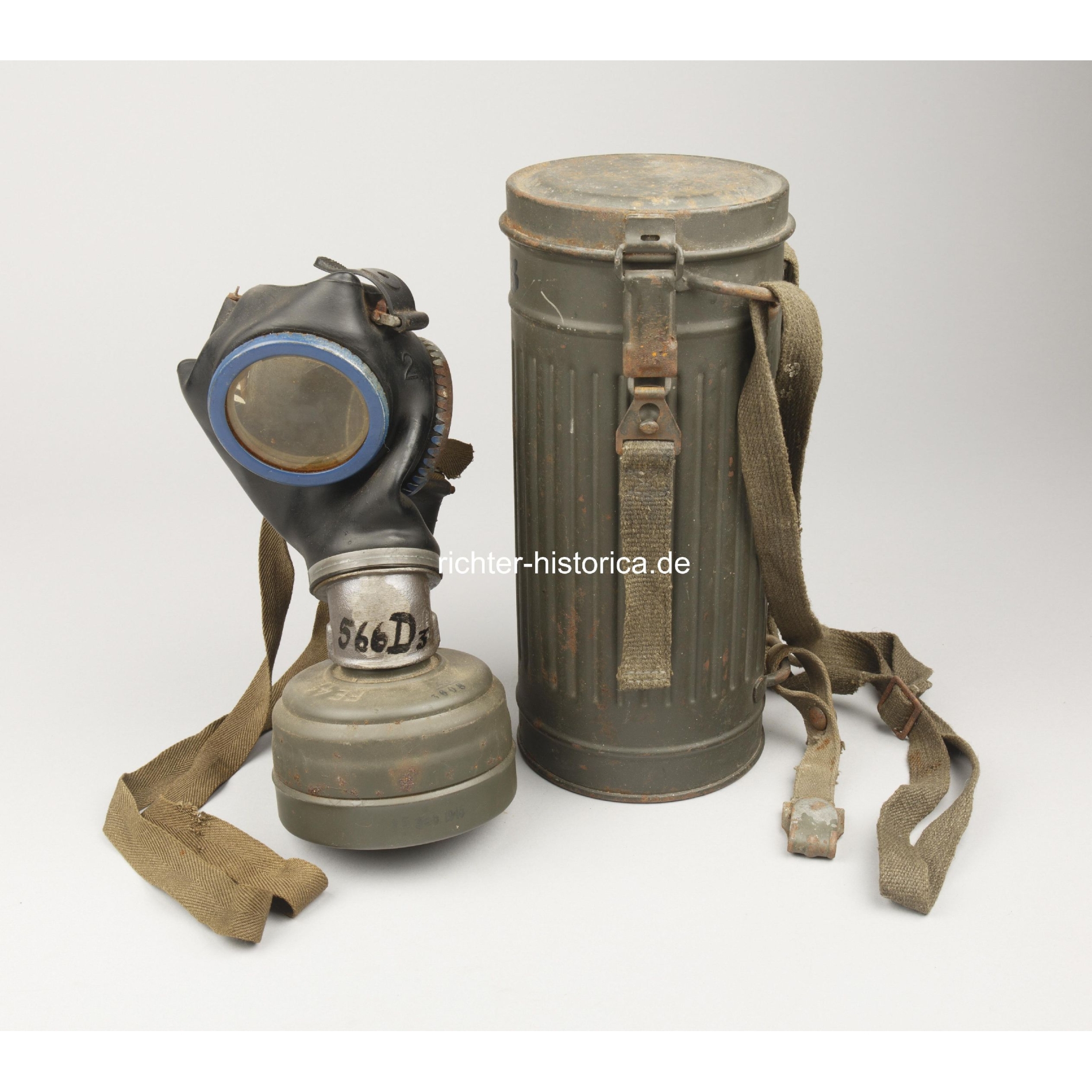 Wehrmacht Gasmaske GM38 mit FE41 Filter im Tornister