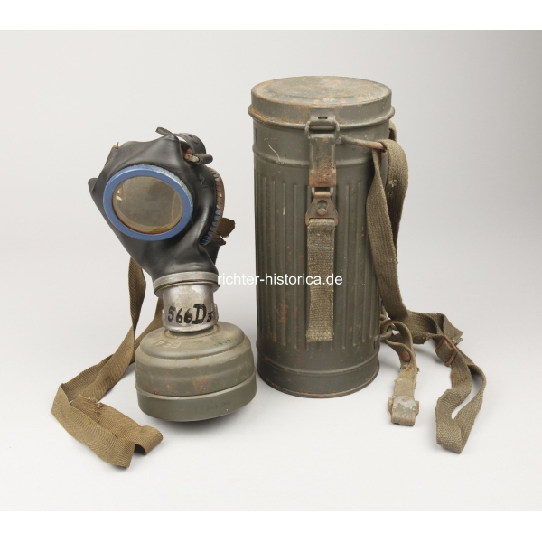 Wehrmacht Gasmaske GM38 mit FE41 Filter im Tornister