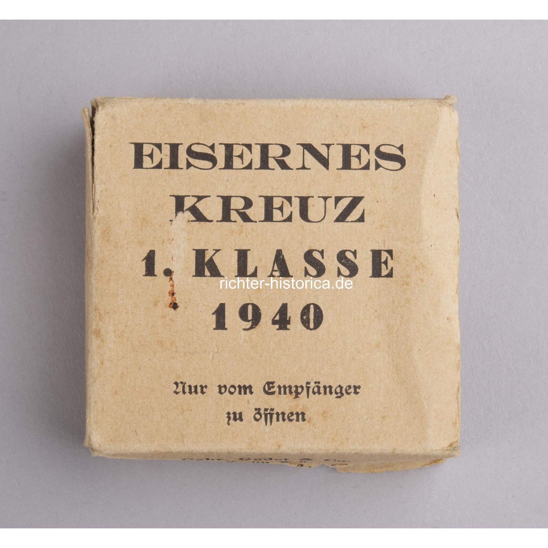 Seltener Umkarton für das Eiserne Kreuz 1.Klasse (1940) Godet, Berlin