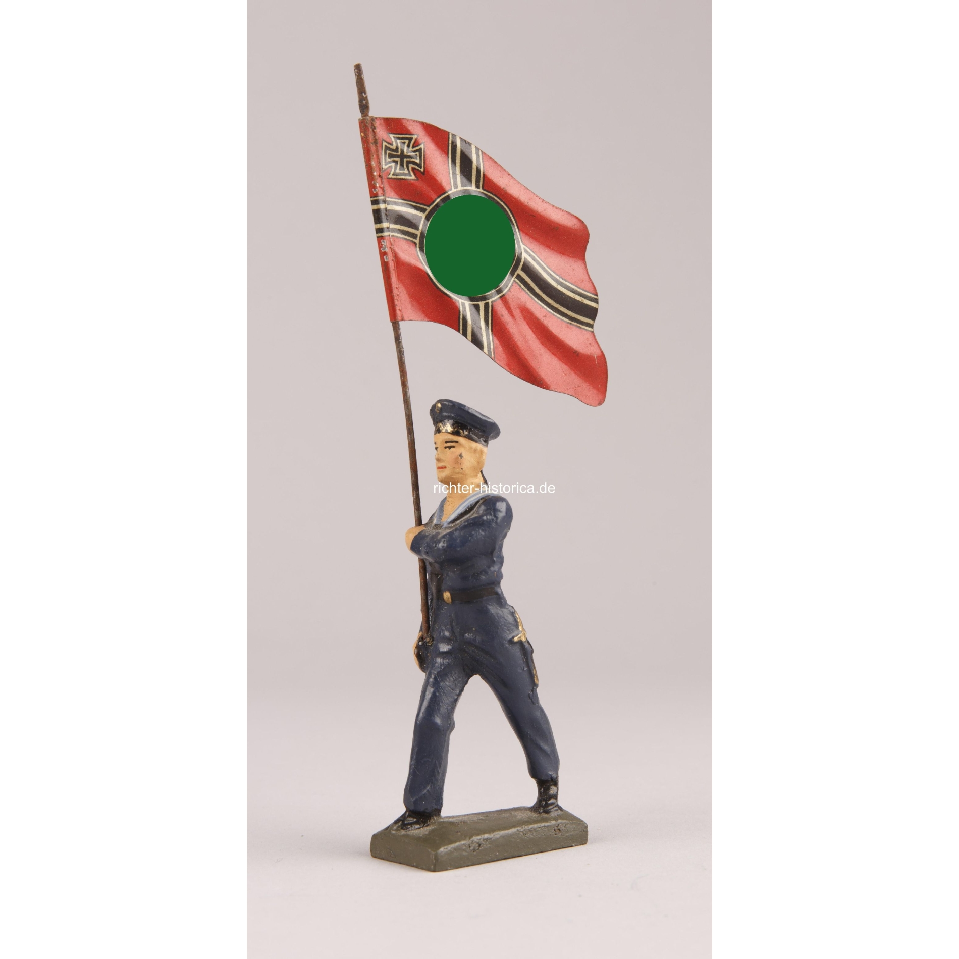 Lineol Kriegsmarine Figur mit Kriegsmarine Fahne