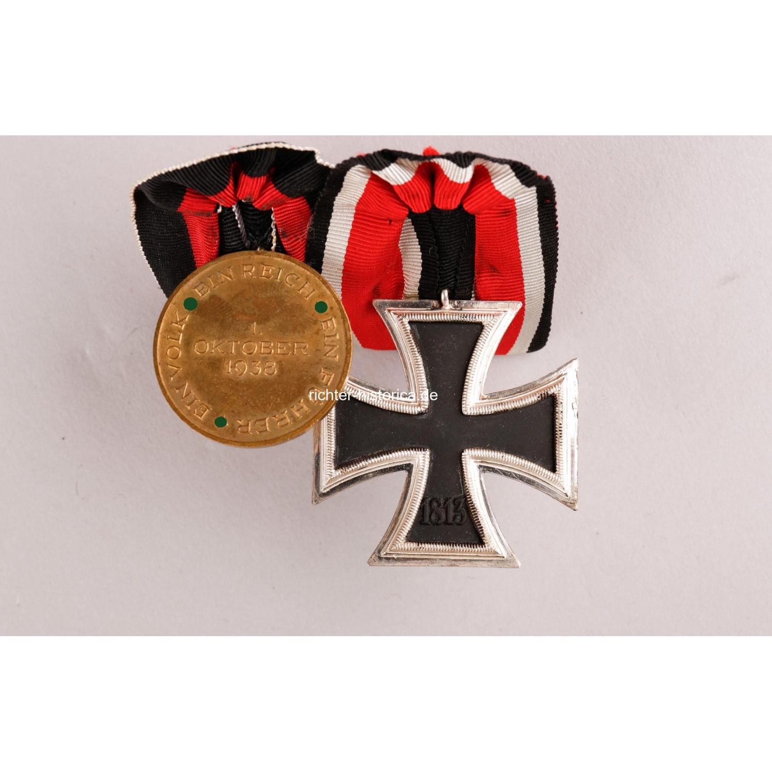 2er Ordensspange Eiserne Kreuz 2.Klasse 1939 mit Oktober Medaille (Sudetenland)