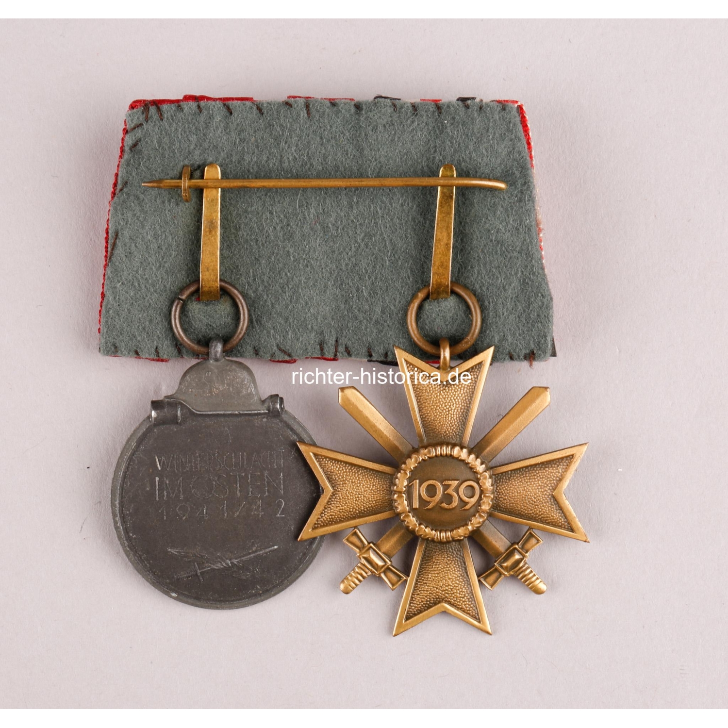 2er Ordensspange Kriegsverdienstkreuz 2.Klasse, Ostmedaille mit Hersteller