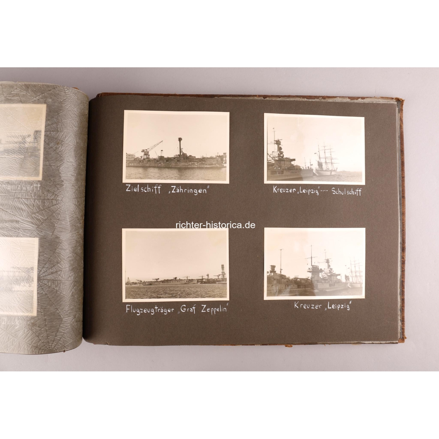 2.Weltkrieg Fotoalbum Kiel "Kreuzer Prinz Eugen" mit Fotos vom Führer