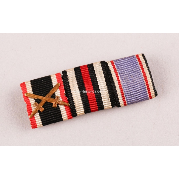 3er Bandspange Kriegsverdienstkreuz 2.Klasse m. Schwerter, Frontkämpfer Ehrenkreuz, Luftschutz Ehrenzeichen