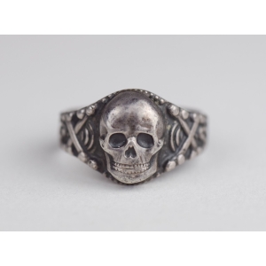 3.Reich Kantinenring Totenkopfring 835er Silber seltenes Design!