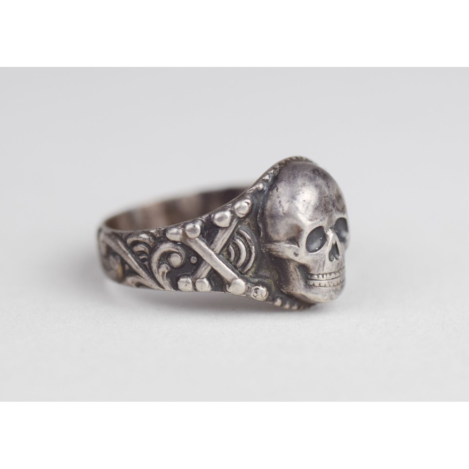 3.Reich Kantinenring Totenkopfring 835er Silber seltenes Design!