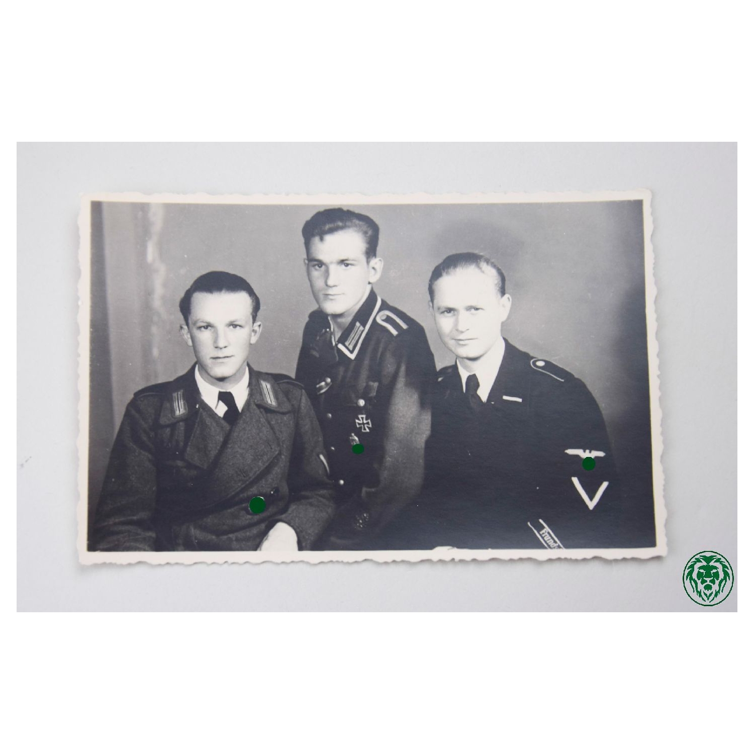 2.Weltkrieg Foto 3 Brüder SS-Ärmelband "Frundsberg"