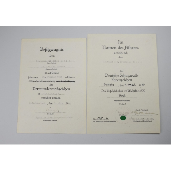 2 Urkunde aus dem Nachlass Hauptmann Friedrich Berg (Deutsches Kreuz in Gold)