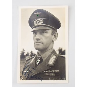 Original Unterschrift Ritterkreuzträger Generalleutnant Alfred Gause Postkarte