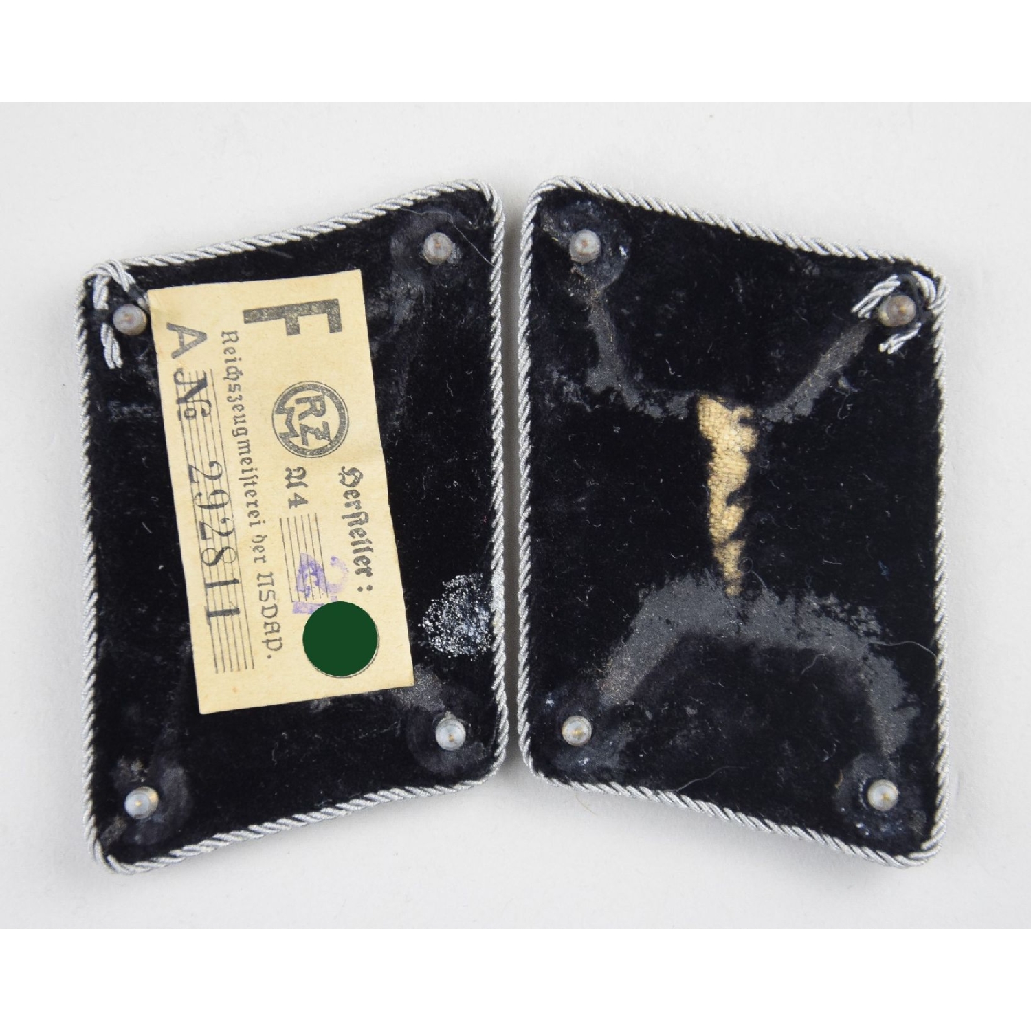 Paar Kragenspiegel für einen Gruppenführer der Waffen-SS mit Etikett, Mint