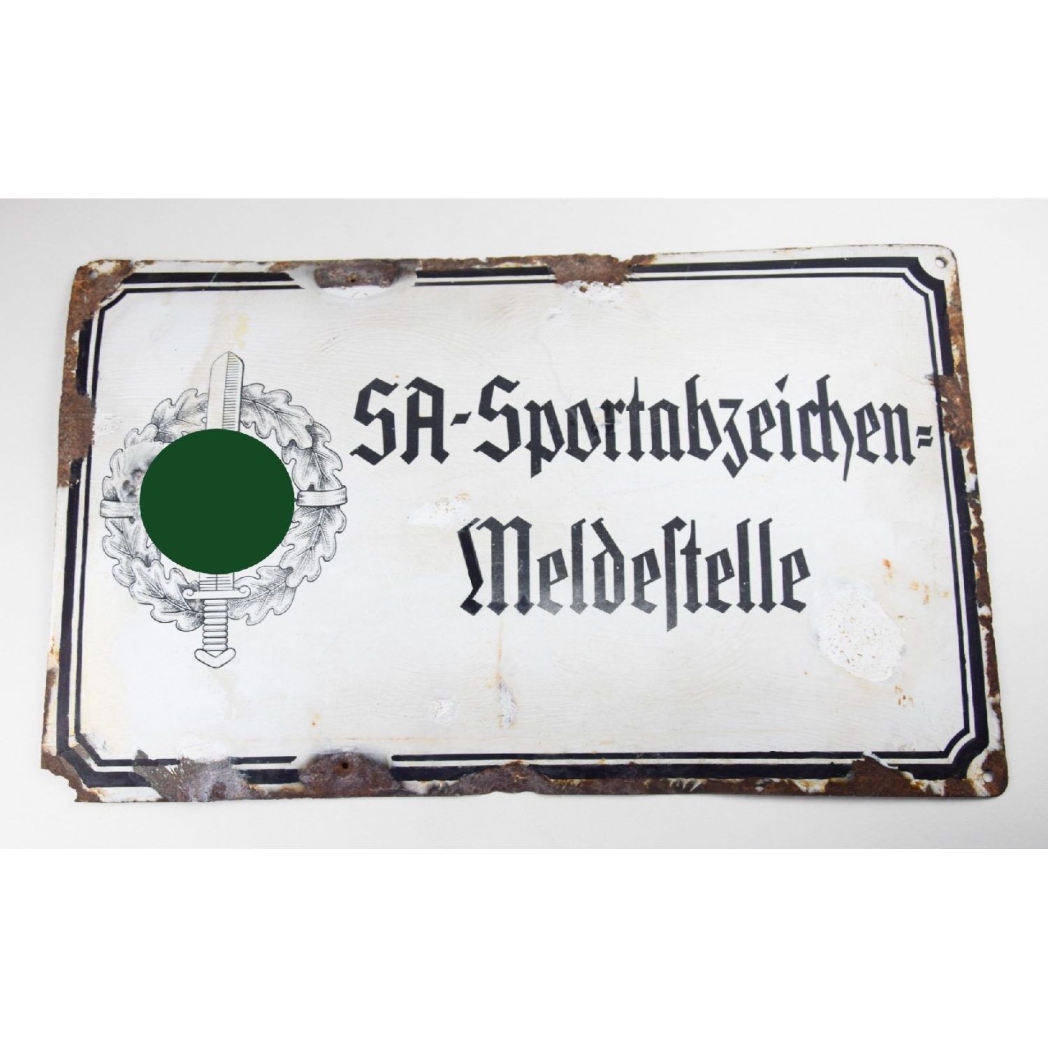 Emailleschild SA-Sportabzeichen-Meldestelle RZM M3/50 1938