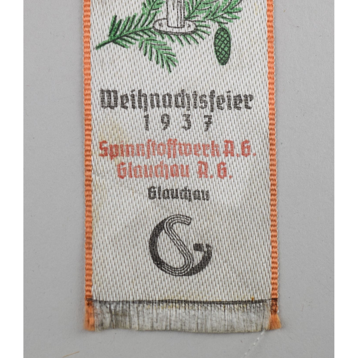 RAD kleiner Banner Weihnachtsfeier 1937 Spinnstoffwerk A.G Glauchau A.G