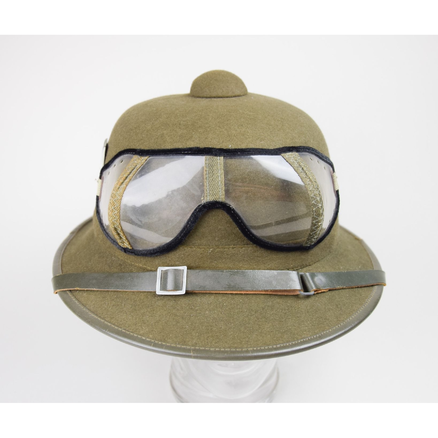 Wehrmacht Tropenhelm Deutsches Afrikakorps (DAK) mit Staubschutzbrille vollständig, Zustand 1